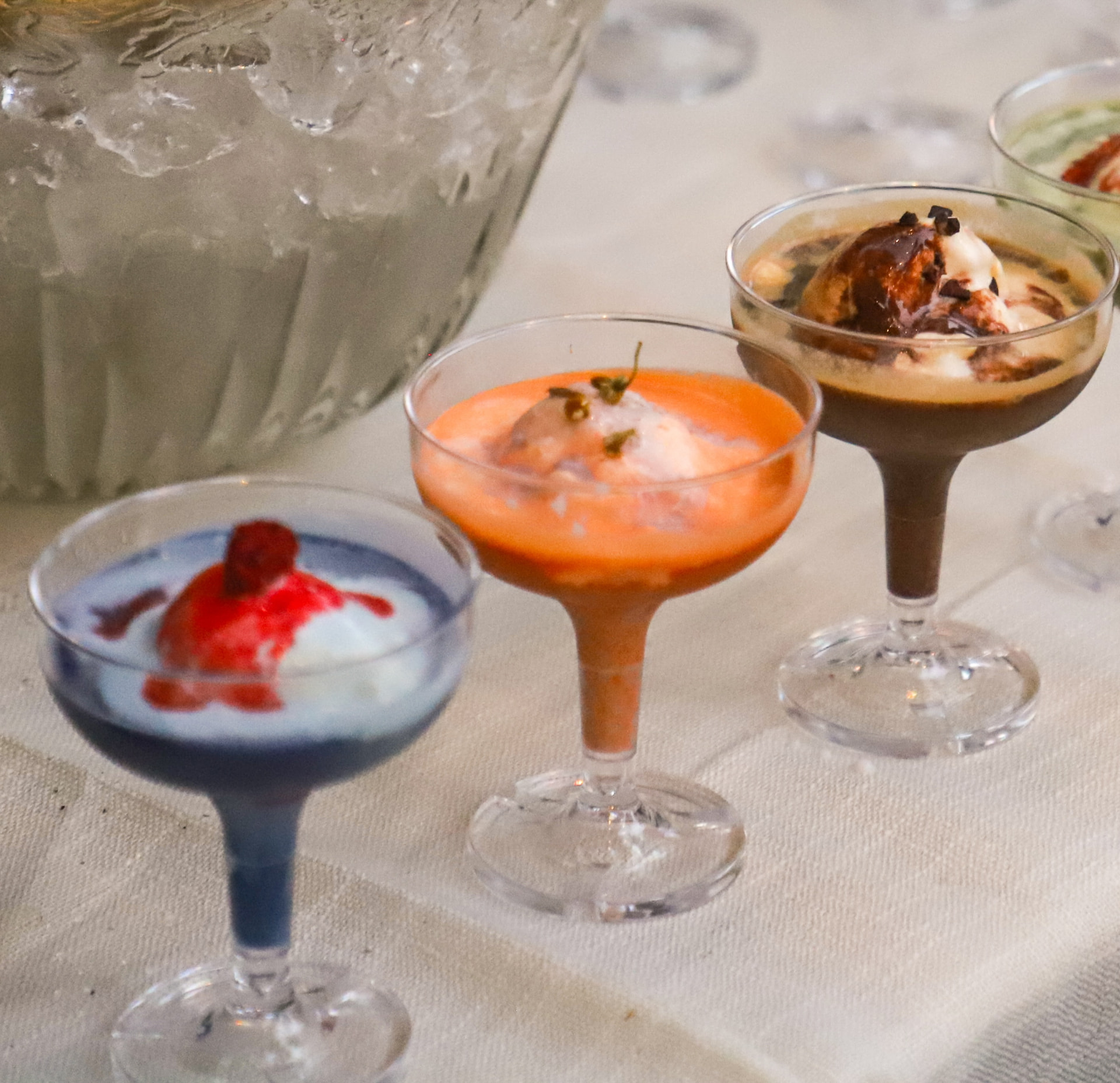 Three Fogato signature affogatos arranged in a diagonal