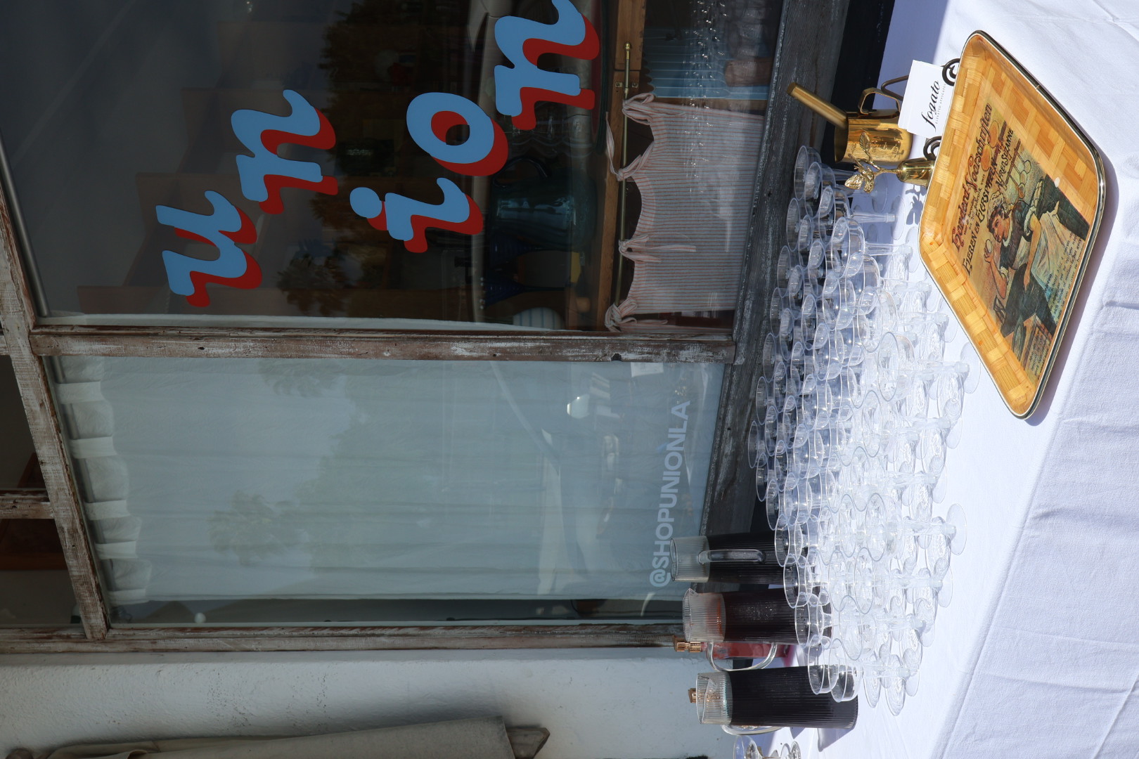 Fogato coupe glasses arranged outside Union in Venice